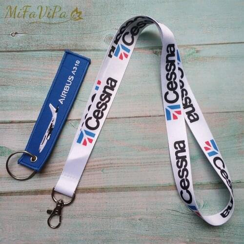 2 PCS/SET Airbus A310 Chaveiro Keychain Cessna Lanyards Neck Strap Phone White llavero for ID Card Holder Sleutelhange Trinkets