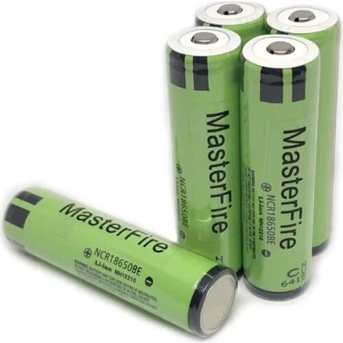 5pcs/lot MasterFire Original 18650 NCR18650BE 3200mah 3.7V Rechargeable Lithium Protected Battery Cell with PCB For panasonic