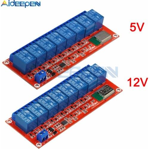 5V 12V 8 Channel Bluetooth Relay Module Board Support Mobile Phone Remote Control High and Low Level Trigger for Arduino