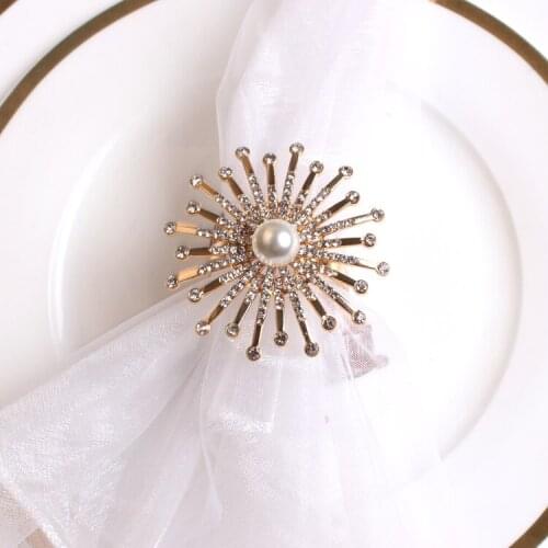 6pcs High-end hotel model room atmospheric firework napkin button napkin ring luxury diamond napkin ring Western napkin ring