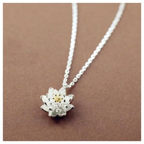 925 Sterling Silver lotus Necklaces & Pendants For Women High Quality Sterling-silver-jewelry