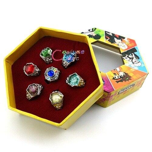 Anime Katekyo Hitman Reborn Sawada Tsunayoshi Cosplay Prop Accessories Pendant Necklace Gift Rings Set