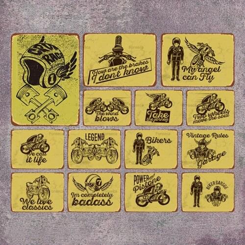 Biker Garage My Angel Can Fly Plaque Vintage Metal Plates Home Bar Pub Decorative Signs Wall Stickers Iron Poster Decor