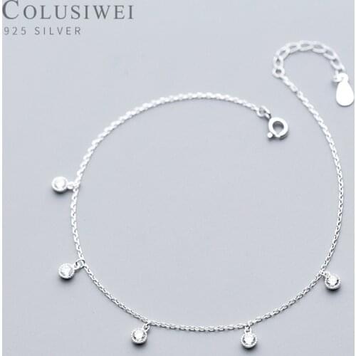 Colusiwei Dazzling Clear CZ Silver Anklet for Women 925 Sterling Silver Bracelet for Leg Foot Jewelry Fashion Accessories