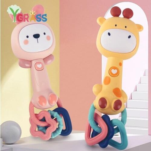 Baby Music Toys 0 12 Months Teether Rattles Mobiles Toy Rabbit Hand Bells Infant Newborn Color Shape Early Learning Aids