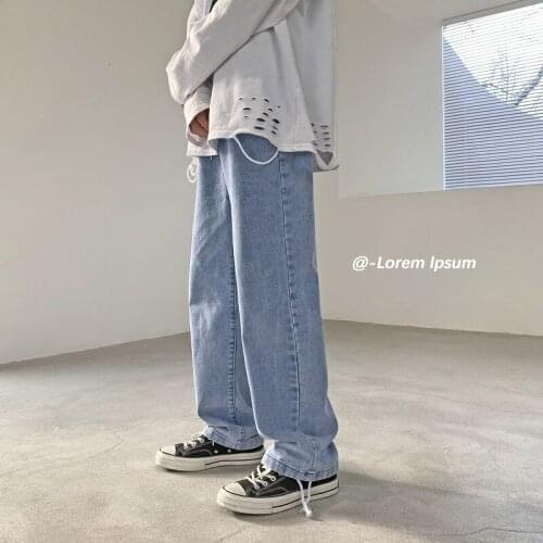 Hip Hop Mopping Jeans Mens Straight Legs Denim Pants Trend Oversize Wide Leg Pants 2021 Summer Trendy Streetwear Four Seasons