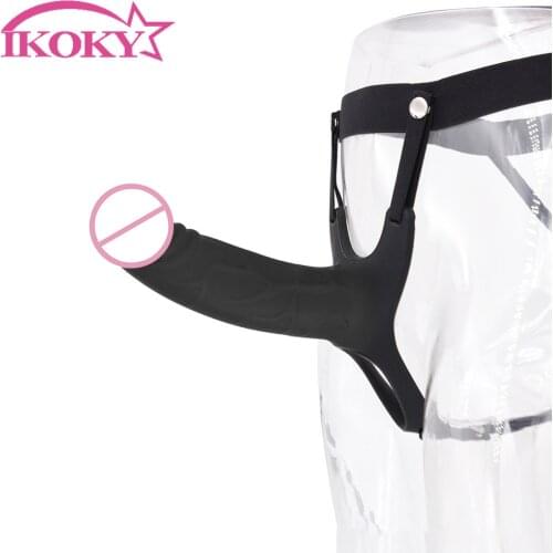 IKOKY Realistic Belt Harness 4cm Strap On Realistic Dildo Sex Toys for Gay Couples Penis Sleeve Enlarger Hollow Dildo Pant
