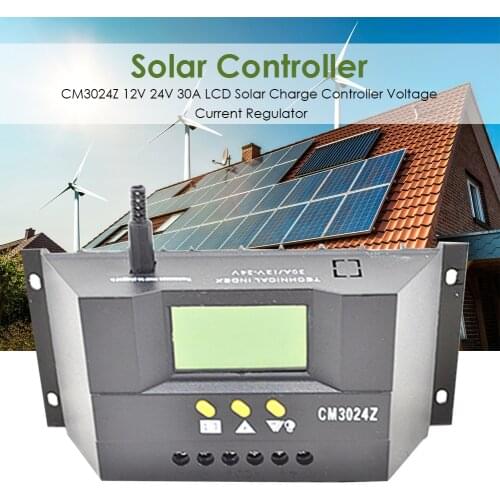 12V24V30A LCD Display Solar Controller PWM Solar Panel Automatic Regulator Automatic Identification of Lead-Acid Battery