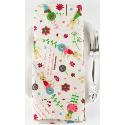 Cartoon print fabric linen placemat heat insulation mat dining table mat children table Napkin fabric country placemats