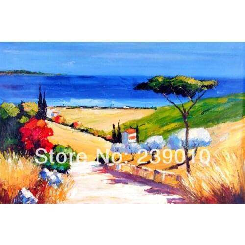 Beautiful Greek landscape picture on canvas Mediterranean sea canvas print Oil Painting E-200