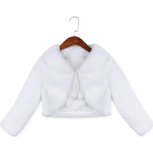 Girls Jackets and Coats Winter Warm Outerwear Faux Fur Long Sleeves Kids Baby Fashion Bolero for Birthday Party Flower Dress