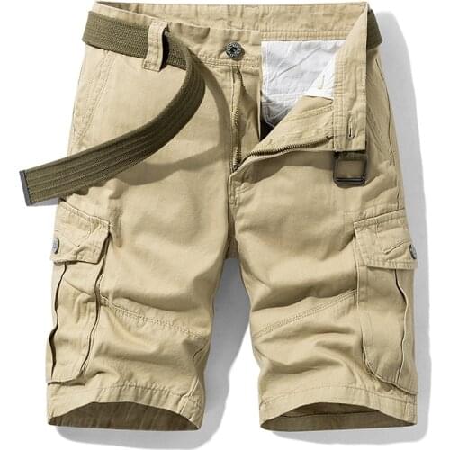Pure Cotton Summer Mens Cargo Shorts Boys Casual Pocket Streetwear Plus Size Male Long Bermuda Z136