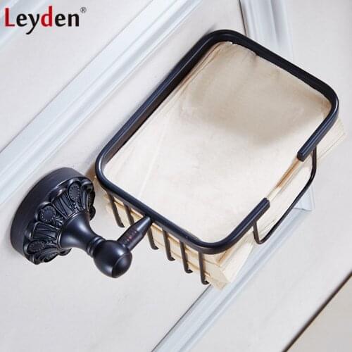 Leyden Wall Mounted Black ORB Brass Lavatory Toilet Paper Basket Toilet Paper Holder Bathroom Shelves Bathroom Accessories