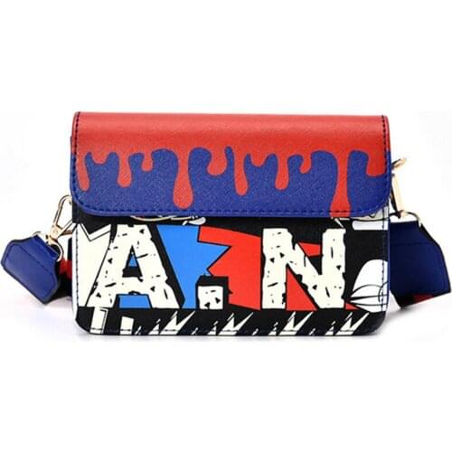 Graffiti Personality Small Square Bag Fashion Letter Shoulder Messenger Bag