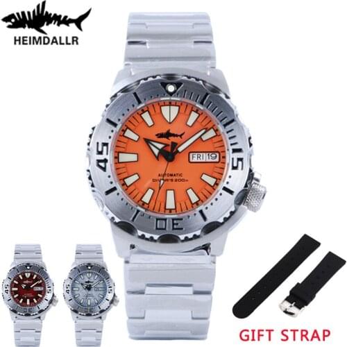 Heimdallr New Monster Mechanical Watches Men Diver Watch NH36A Sapphire Automatic Date Men Watch C3 Luminous Мужские часы Orange