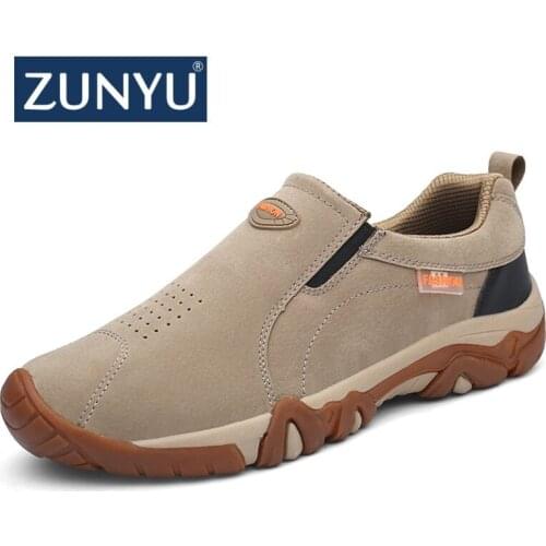 ZUNYU 2018 New Autumn Male Shoes Adult Breathable Leather Male Loafers Outside Non Slip Rubber Sole Sneakers Men Casual Shoes