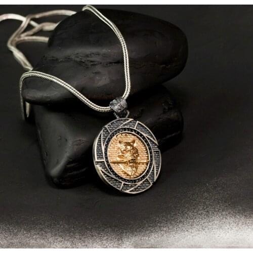 Special Design Vintage Bladed Wolf Male 925 K Silver Necklace