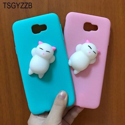 Squishy 3D Toys Cat Phone Cases For Samsung Galaxy 2016 on 5 on5 J5 Prime Soft TPU Silicon Back Cover Capa J7 Prime Squishy Case