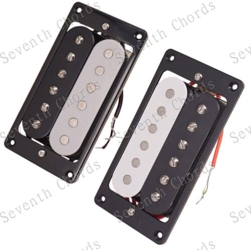 A Set 2 Pcs White & Black Zebra Double Coil Pickups Humbucker for Electric Guitar Replacement / Bridge & Neck