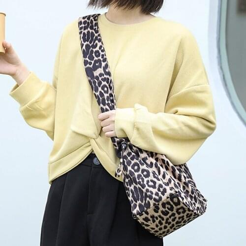 Newhotstacy Bag 03242021 Ladies leopard print bag fold flannel single shoulder bag retro Canvas Messenger Bag