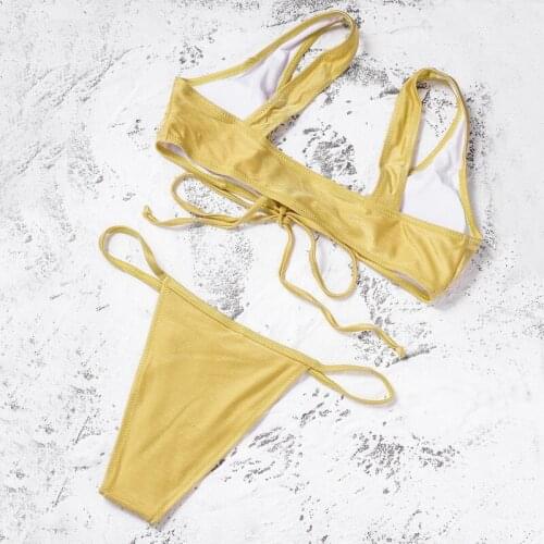 2021 Latest Womens Bikini Summer Yellow Swimsuit Sexy Bikini