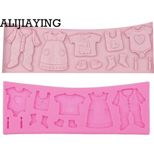 M0534 Clothes, shoes for the baby shower favour gifts Silicone Mold,Cake Decorating Tools,Fondant Chocolate Cake Border Mould