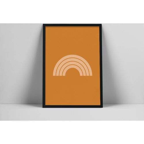 Orange Rainbow Art Print | Scandinavian Wall Art | Burnt Orange Color Poster | Minimalist Rainbow Wall Print rescent Moon ace as