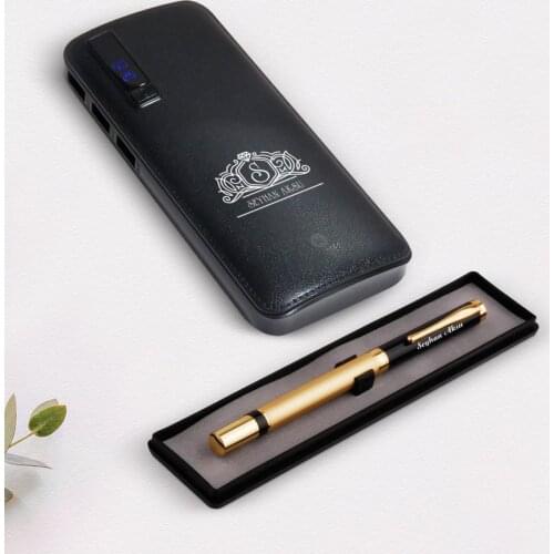 Personalized Is Luxury Black Pen and 12.000 Mah Powerbank Gift Seti-13