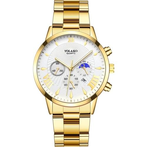 Full Steel Men Wriswatch calendar Roman Numerals Quartz Watch Men Fashion Golden Luxury Brand Relogio Masculino Dropshipping Hot