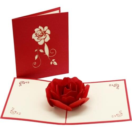 Valentines Greeting Card 3D DIY card Popup rose flower card for lover wedding Anniversary