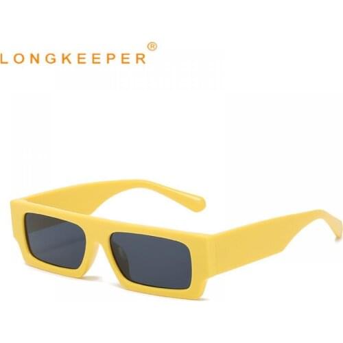 2021 Trendy Rectangle Sunglasses Women Men Luxury Brand Yellow Square Sun Glasses Ladies Travel Retro Oculos Lunette De Soleil