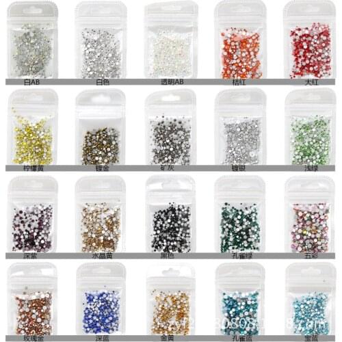 Mixed 400pcs Crystal ss4-ss12 Nail Art Rhinestones DIY Non Hotfix Flatback Glass Nail Stones Gems For 3D Nails Art Decorations