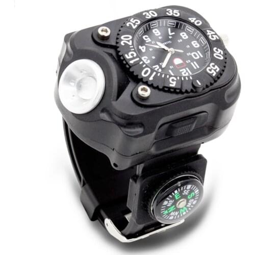 Outdoor Watch Flashlight Tactical Rechargeable LED Watch Flashlight Wristlight Waterproof Wrist Lighting Lamp with Compass