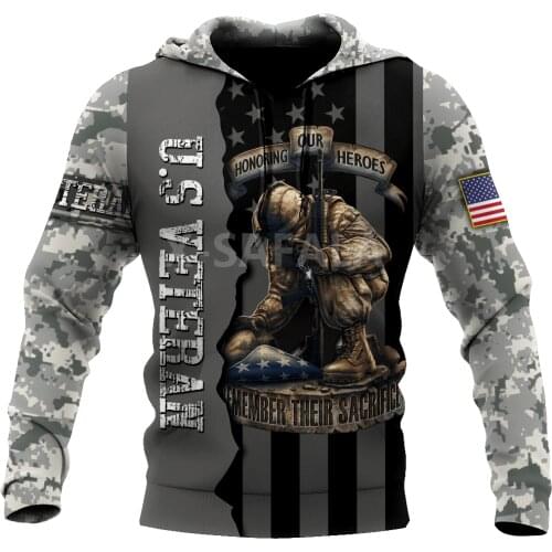 US Veteran Honoring Heroes 3D Print Spring Autumn Hoodie Man Women Harajuku Outwear Zipper Pullover Sweatshirt Casual Unisex-1