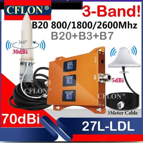 New!!CellPhone Cellular Amplifier 4G B20 800 1800 2600Mhz LTE DCS Multi-Band GSM Repeater 2G3G4G5G Data Signal Booster Repeater