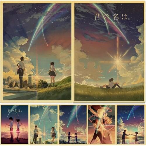 Vintage Japanese anime Your Name Posters HD Poster Kraft Paper Home Decor Study Bedroom Bar Cafe Wall Paintings