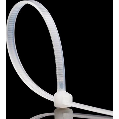 WDA (100pcs) Clear Temperature Cable Ties, UL94V-2, Made with 100% Type 6/6, Nylon (8.0"X50lbs) (width:4.8mm), Cold/Hot Weather