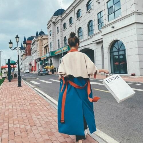 Womens Windbreaker Long Spring Autumn Korean Loose Jacket Temperament Fashion Contrast Stitching British Style Coat Feminine