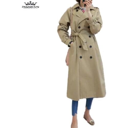 Tnlnzhyn 2019 Spring Windbreaker Coat Women Medium Long Double-breasted Trench Coat Fashion Slim Windbreaker Outerwear A43