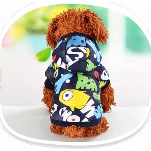 Printed Pet Dog Winter Clothes Warm Padded Hooded Jacket Down windproof Hoodies Coat for Chihuahua Small Medium Dogs