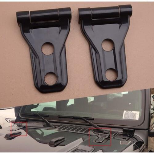 1 Pair Matte Black Car Hood Engine Hinge Cover Buckle Accessories fit for Jeep Wrangler JL 2018 2019 2020