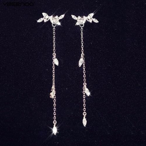 1Pair Women Alloy Super Fashion Jewelry Christmas Gift Long Tassels Drop Dangle Earrings Cocktail Party Linear Rhinestone