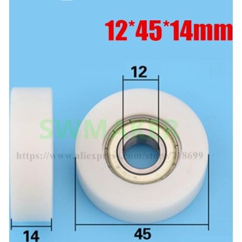 1pcs 12*45*14 mm 6001RS bearing pulley POM polyformaldehyde rolling planar roller