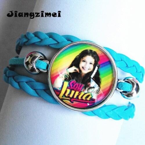 1pc Super pop singer Soy Luna Elenco de Soy Luna silver Leather Bracelets I'm moon glass hand chain gift