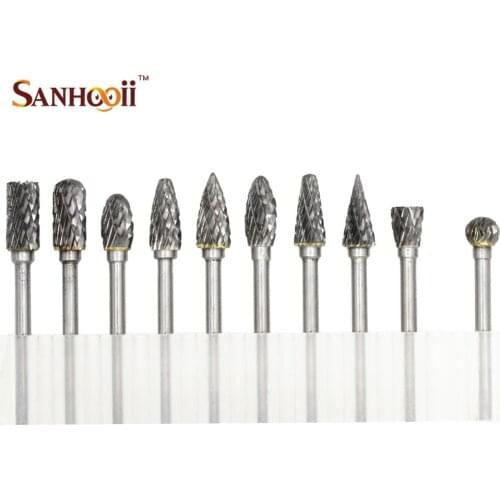 10pcs/set 3MM Tungsten Carbide Rotary Tool Point Burr Die Grinder Abrasive Tools Flat Drill Milling Carving Polishing Bit Cutter