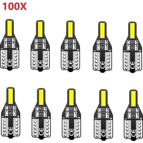 100X T10 194 168 CANBUS LED License Plate Interior Bright Wedge Light Bulbs 6000K Xenon White 7020 SMD LEDs Per Bulb