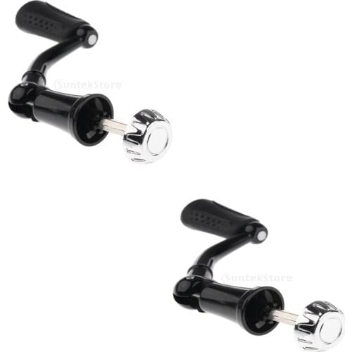 2x Fishing Spinning Reel Handle With Knob Folding Handle Rocker Arm S Black