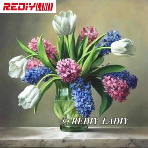 30x30cm Accurate Printed Crystal Beads Embroidery Kits Flowers with Vase Beadwork Crafts Needlework Beaded Cross Stitch APT628