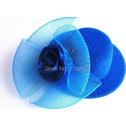 4pcs/lot Trendy Mini Hat Hairpin Kid Girl Performance Costume Royal Blue Hair Accessories Women Latin Tango Dance Headpiece Gift