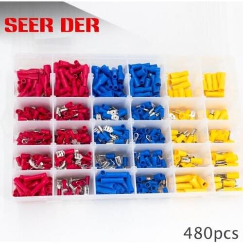 480Pcs Insulated Wiring Terminals Wire Connectors Assortment Electrical Crimp Terminals Kit Crimp Connectors Cable Terminal